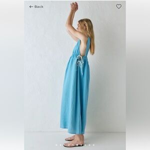 Vrg Grl PAROS PALMS LINEN MIDI DRESS SEA